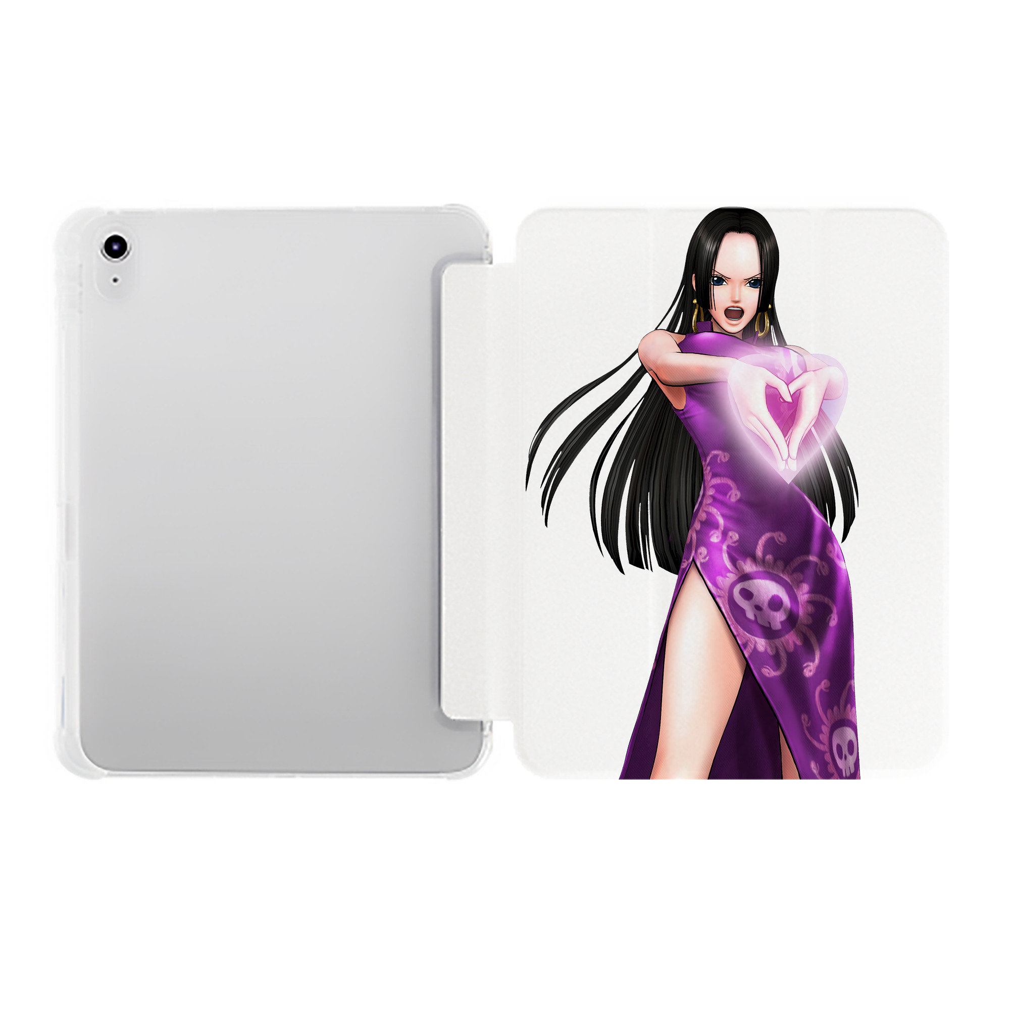 （画像用） ワンピース ボア・ハンコック ONE PIECE Boa·Hancock IPad ケース ペン収納付き 三つ折りスタンド PUレザー×シリコン 対応機種9.5/10.5/10.9インチ